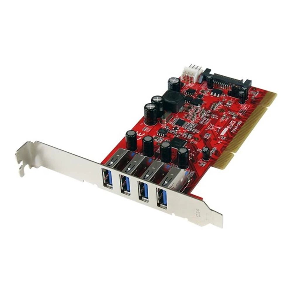 Startech - Tarjeta sintonizadora PCI USB 3.0 con 4 puertos para PC, hasta 5 Gbps y conector SATA de 900 mA, compatible Windows XP en adelante