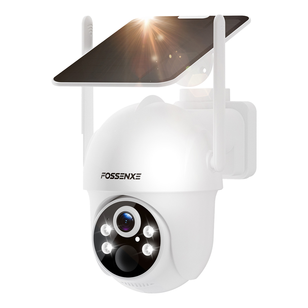 FOSSENXE Cámara de seguridad exterior F15 4G LTE  - Alimentación por Panel Solar de 4W, batería 8000 mAh, detección de movimiento PIR, conversación bidireccional, calidad de imagen 2K HD, visión de 360º, visión nocturna color, IP66