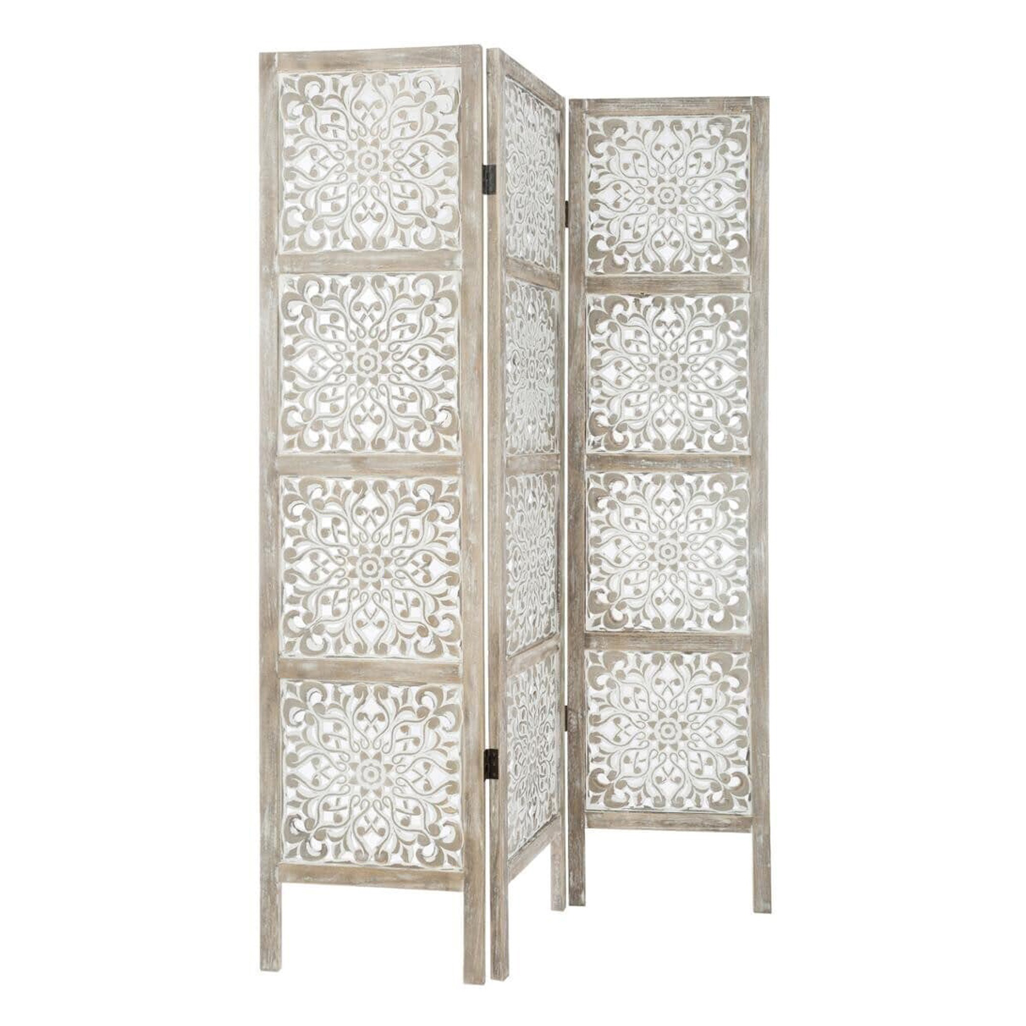 WELL HOME - Pantalla en madera Etnik con estampados en color blanco
