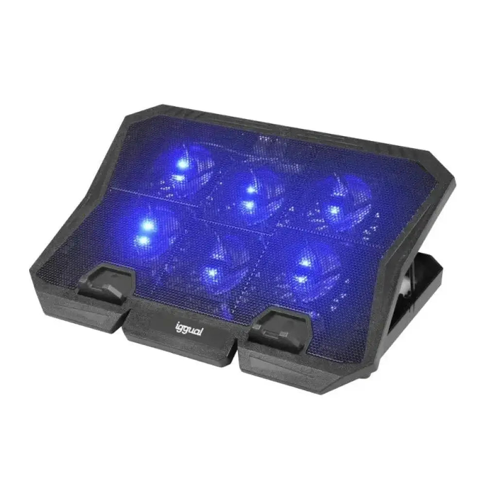 Soporte para portátil iggual RP6V17 6 ventiladores LED azul 17" 7 posiciones