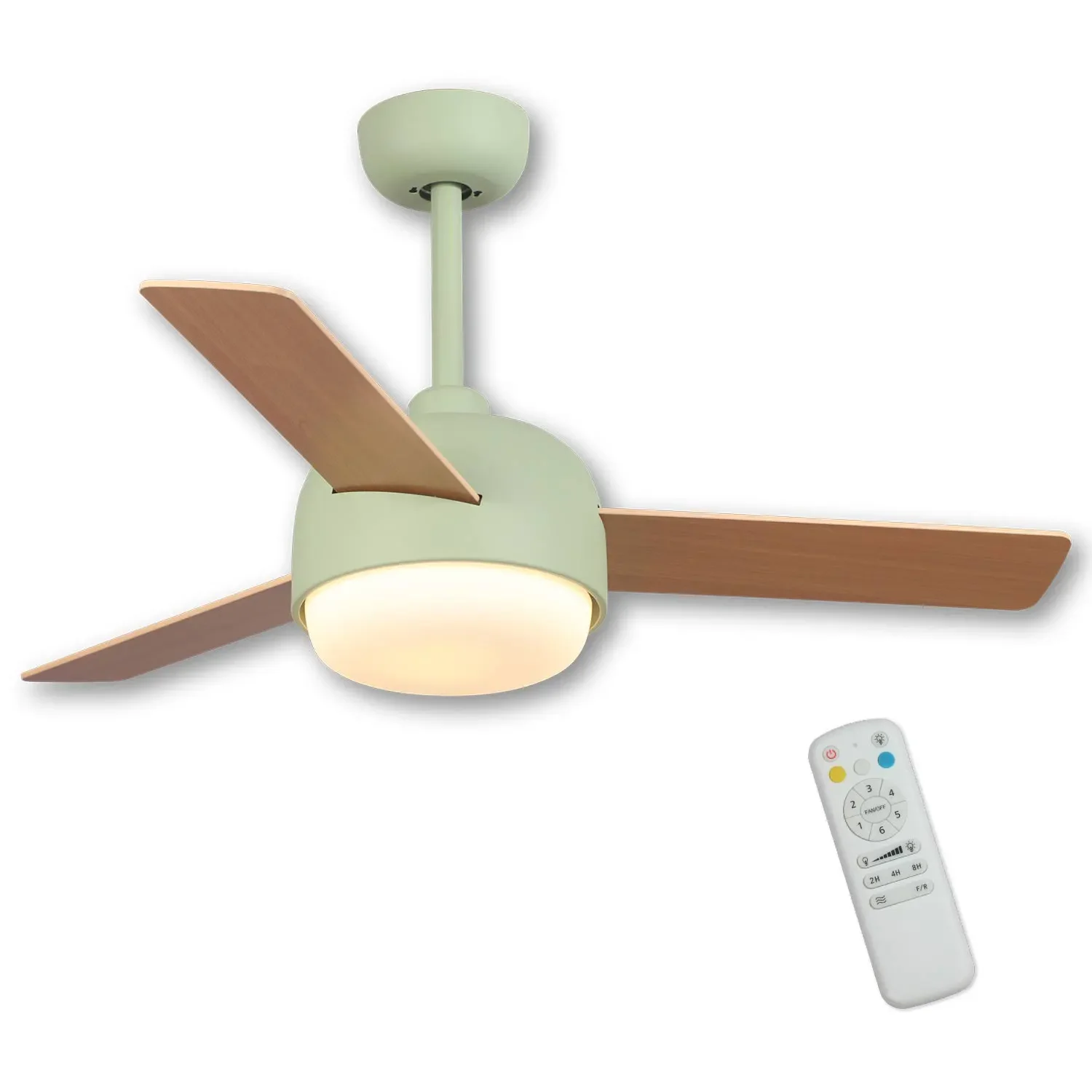 Lúzete - Ventilador De Techo Con Luz 24 W Motor Dc 3 Aspas Verde/madera Riverdale Led Integrado 220-240 V