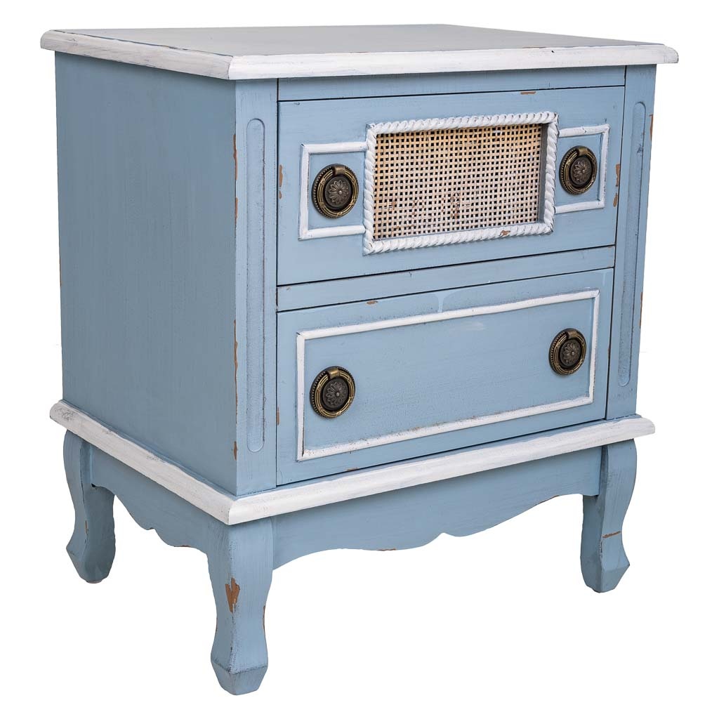 Wonderlust Deco - Mesita de madera azul 50x36x56,5 Azul 50x36x56,5h cm