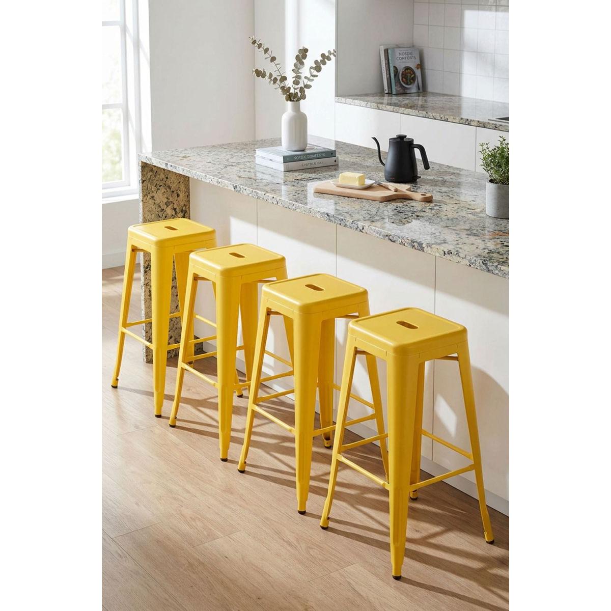 Regalos Miguel - Packs Taburetes Altos - Pack 4 Taburetes Torix Altos - Amarillo Cuarzo