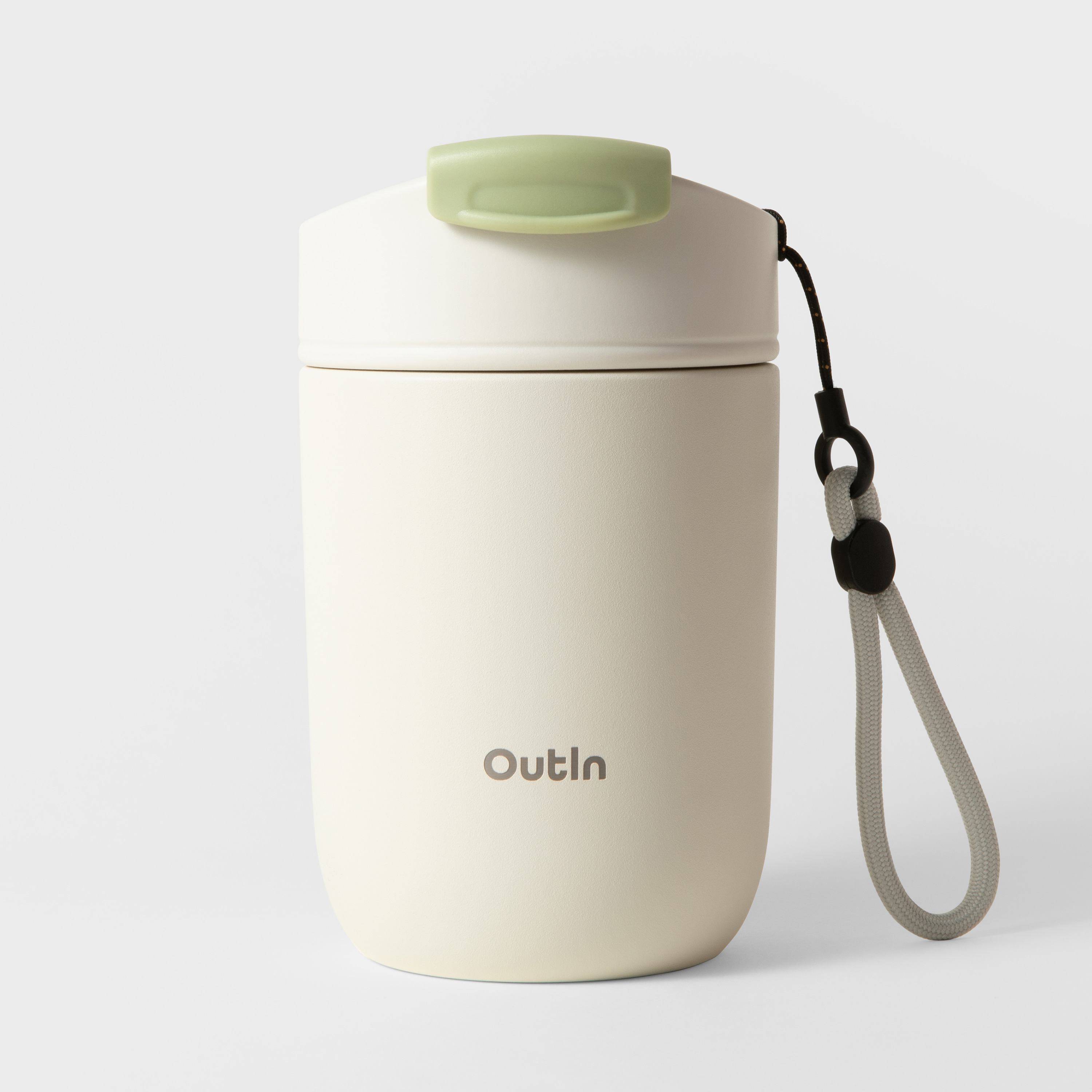 Vaso Térmico Portátil Outin de 350 ml, Aislamiento al Vacío Doble Pared, Ideal para Café, Té o Bebidas Frías, Color Blanco Arena