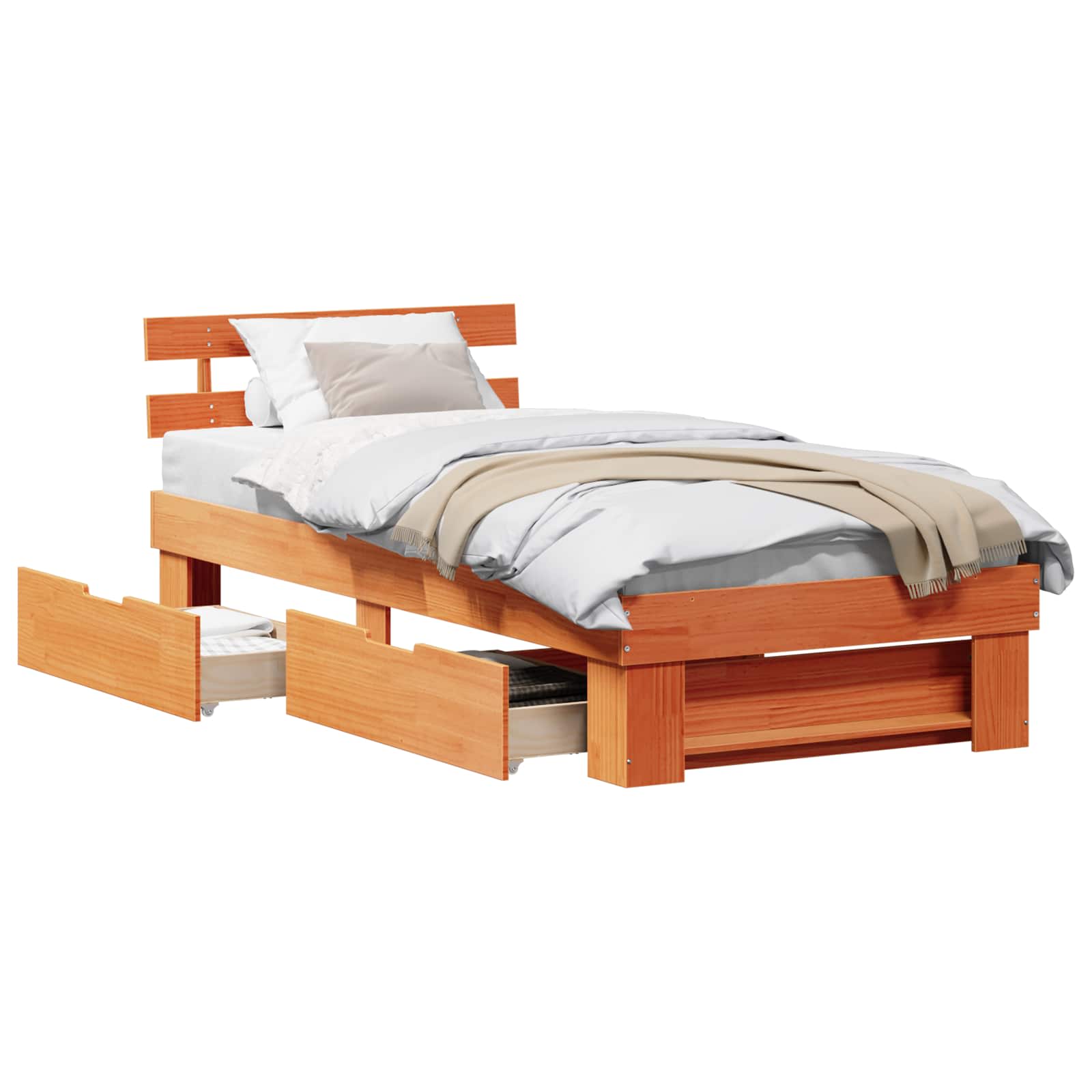 vidaXL Estructura de cama con cabecera con cajón Madera de pino macizo Cama Multitalla