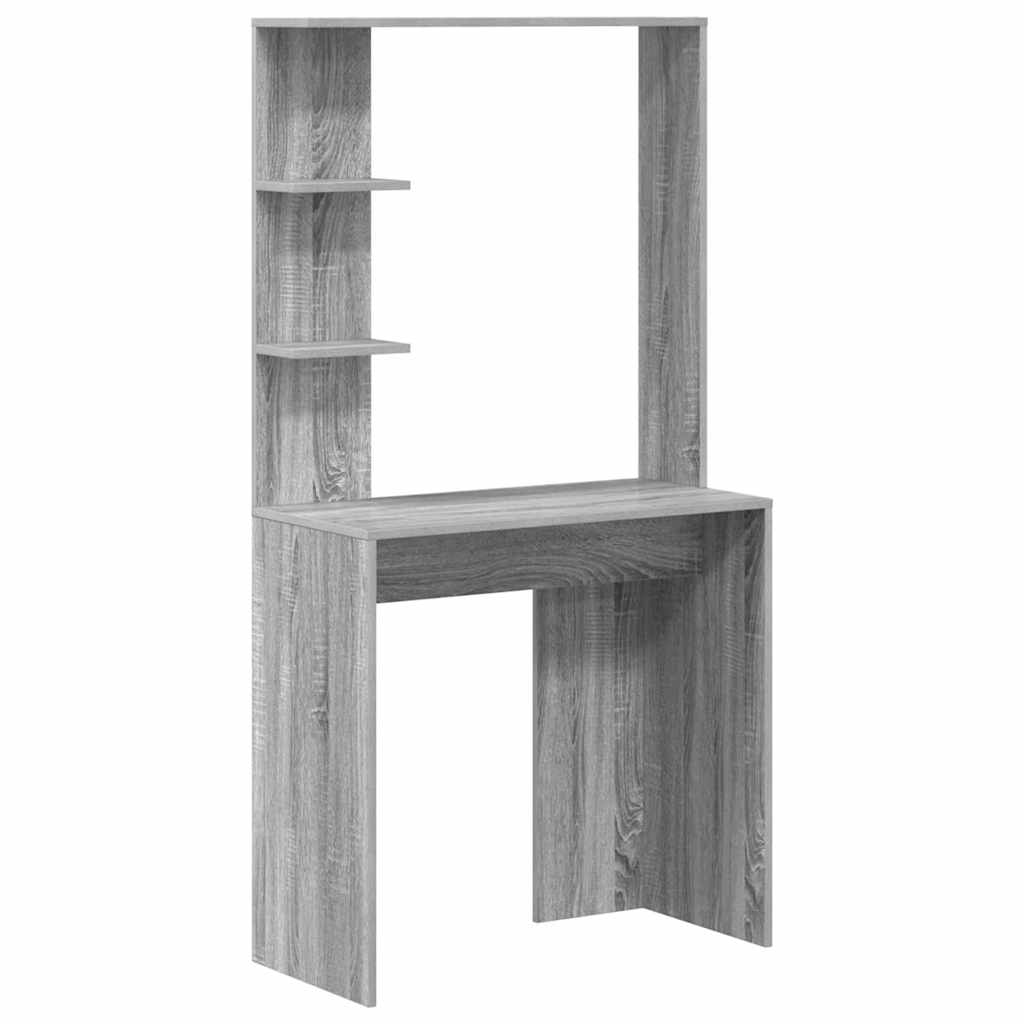vidaXL Escritorio con estante Gris Sonoma 78,5 x 37 x 154,5 cm