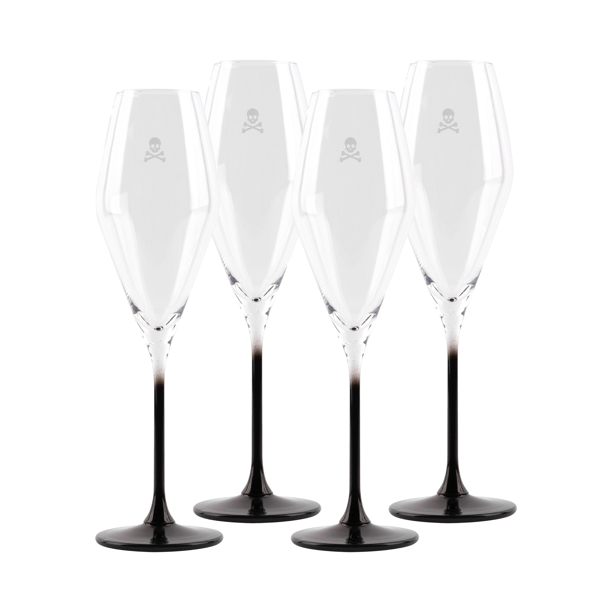 Set 4 copas flauta 18,2cl cristal  transparente con negro Scalpers Home