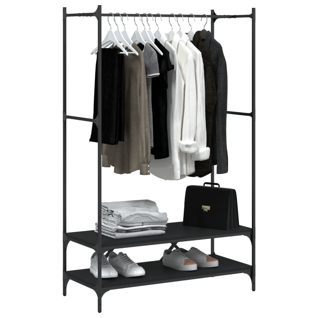 vidaXL Perchero con Estantes Soporte para Ropa Madera de Ingeniería Color Negro,  Marrón roble,  Roble Sonoma y mas