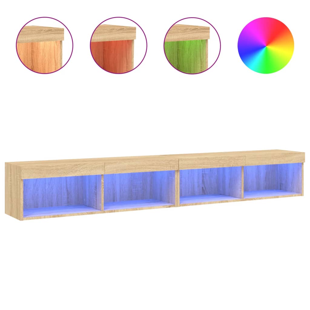 vidaXL Muebles de TV con luces LED 2 uds 100x30x30 cm, Mueble de Salon, Mueble TV, Mueble TV salon, Mesa de TV, Mueble tele