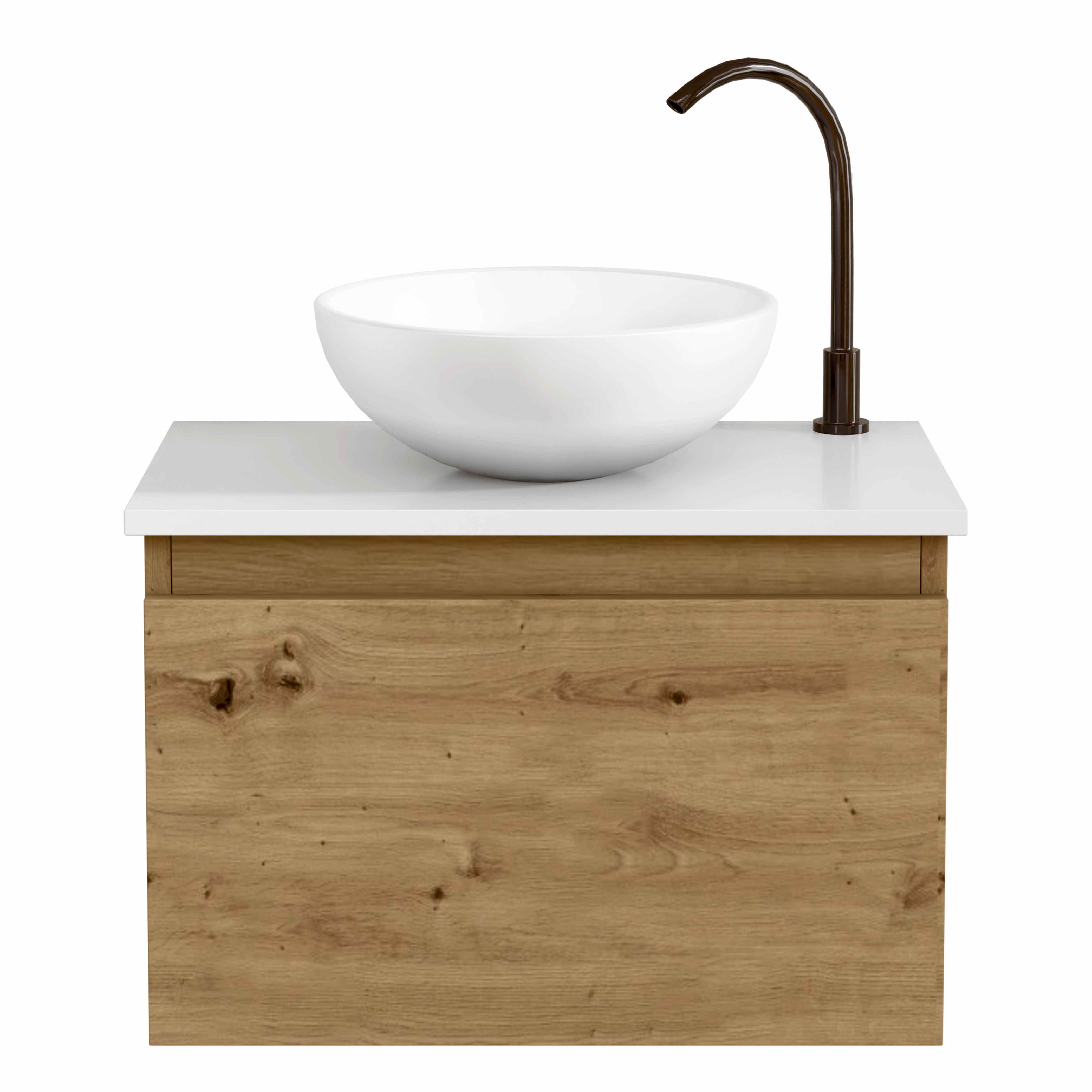 BELLOBATH - Mueble de baño suspendido con lavabo de cerámica, Mueble con puerta abatible, 50 x 32 x 30 cm
