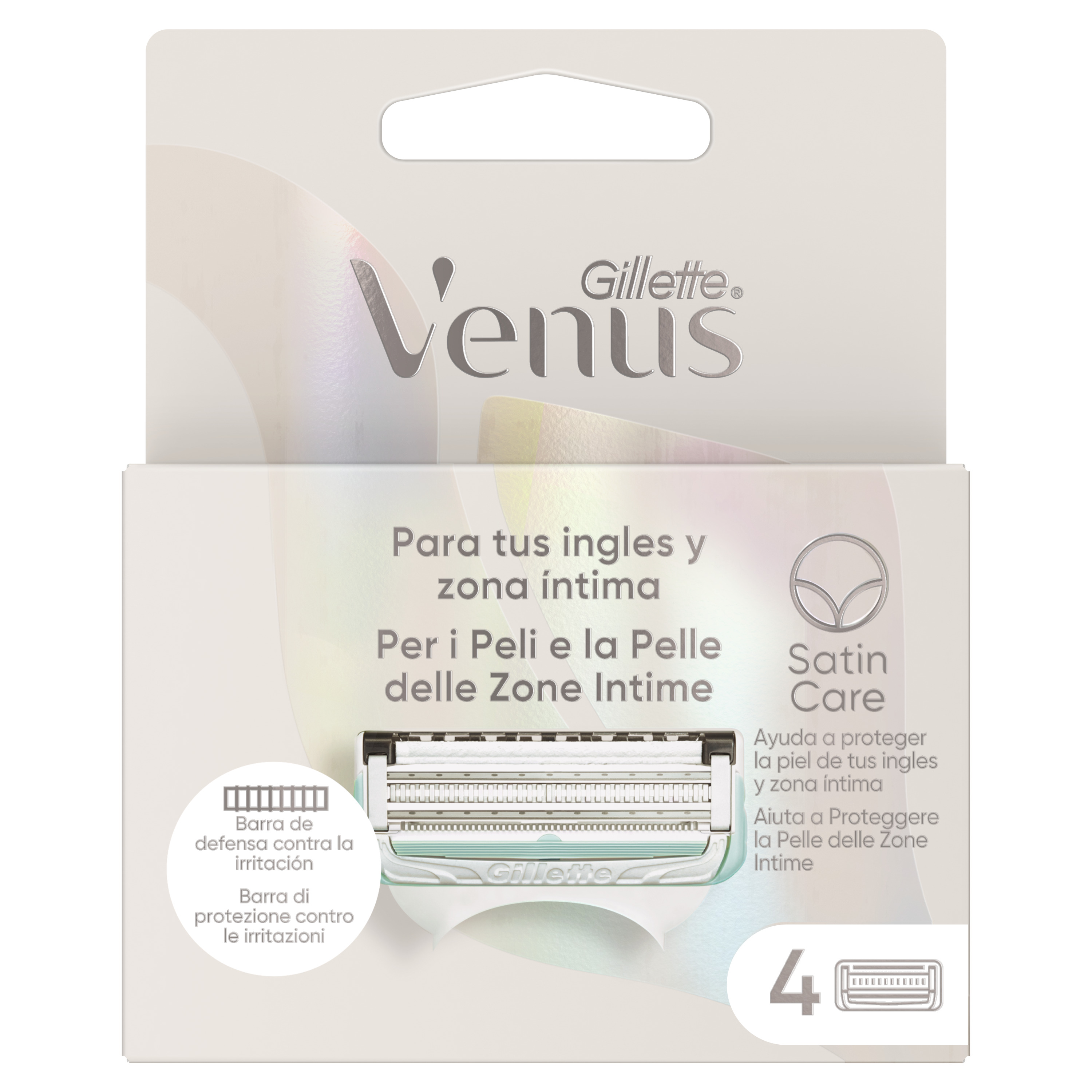 Gillette - Gillette Venus maquinilla de depilación para mujer para ingles y zona intima, pack de 4 recambios