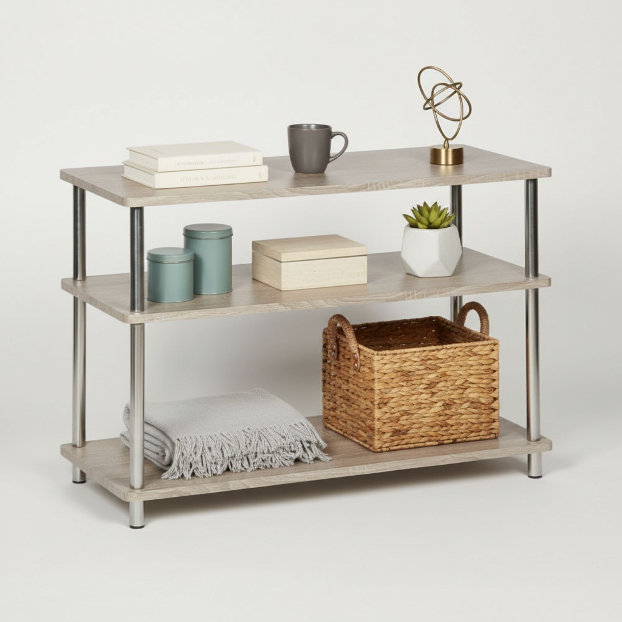 MOBLEKIT | Estanterías de Madera y Metal con Diferentes Niveles, Librerías Abiertas Resistentes para Libros, Decoración y Almacenaje en Salón, Cocina o Dormitorio