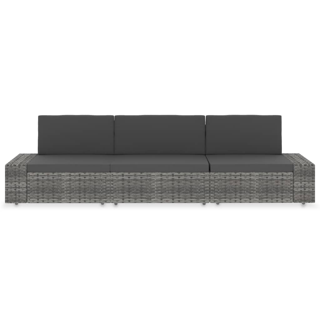 Vidaxl Sofá Seccional de Ratán Sintético Negro, Marrón, Gris - Conjunto Terraza Muebles Jardín