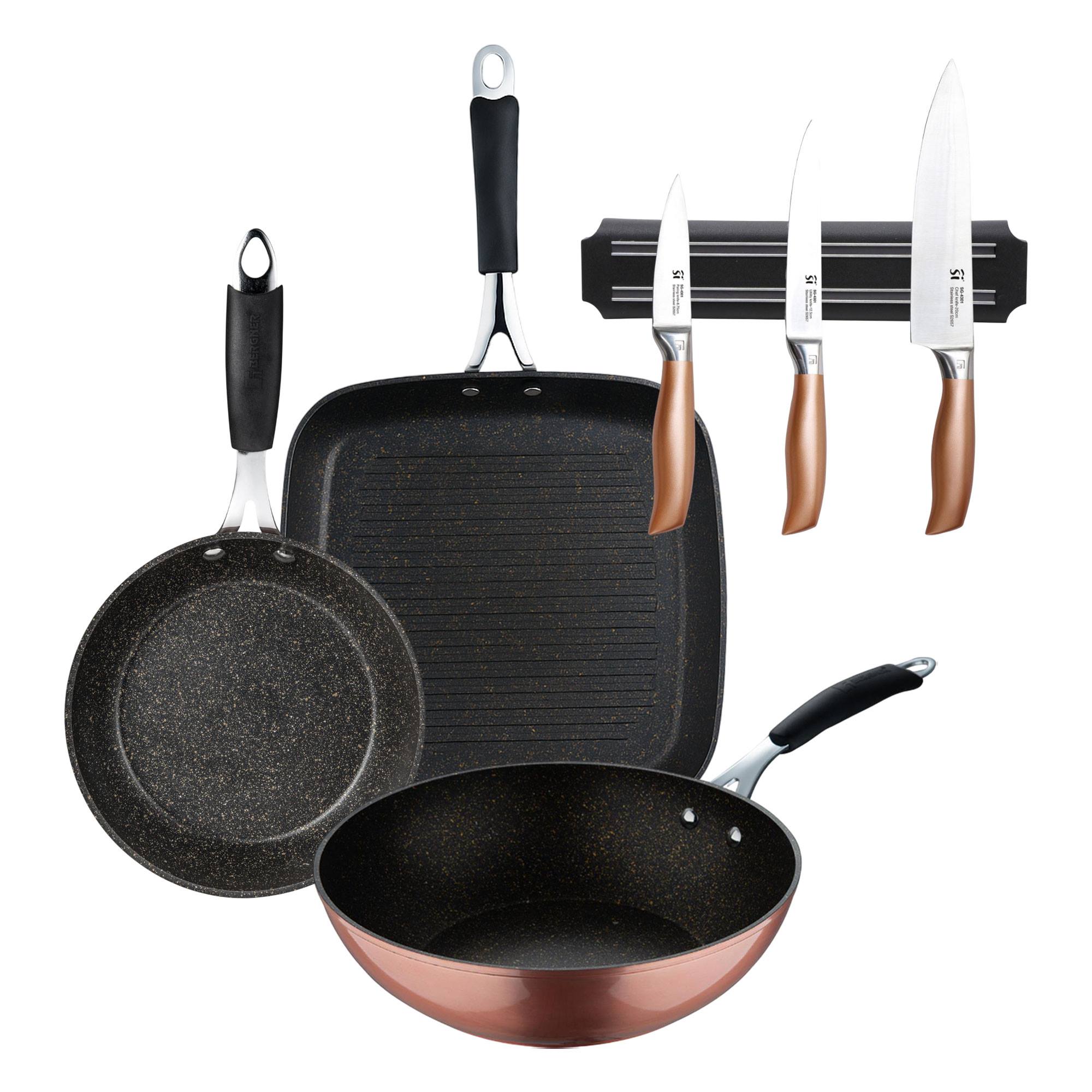 Sartenes y cacerolas en aluminio fundido color Negro Copper Bergner a elegir