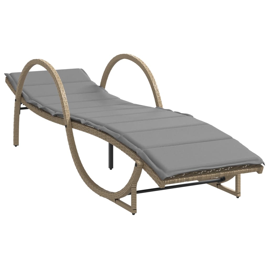 vidaXL Tumbona con cojín ratán sintético beige 60x199x42 cm