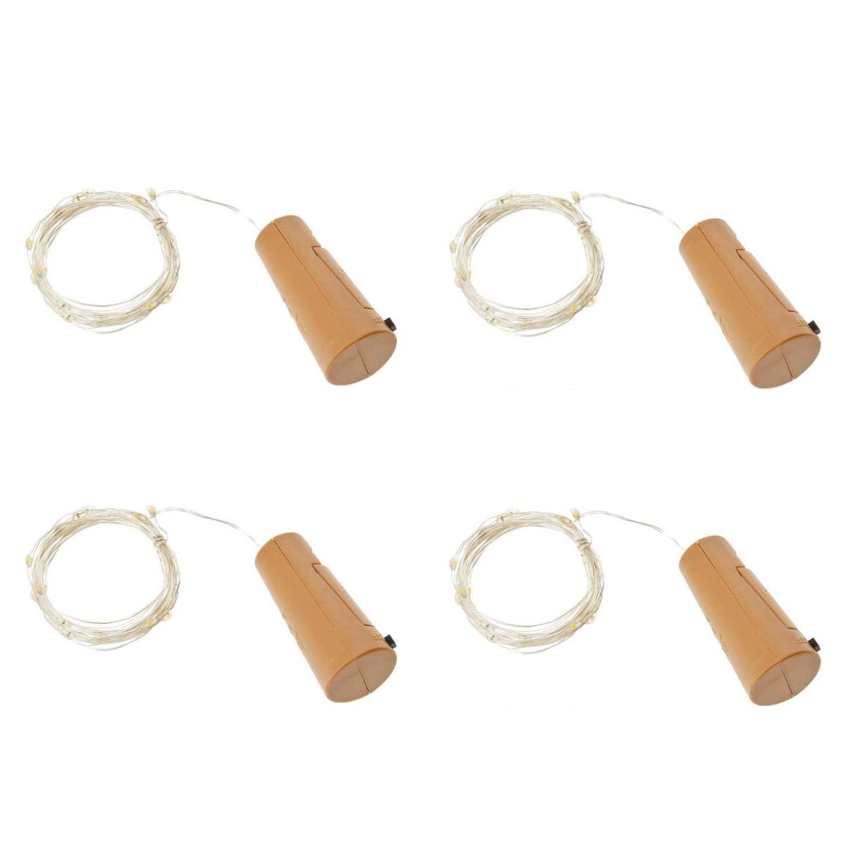 Jandei - Set 4 Tapones Decorativos con Guirnalda Led de 2 Metros y 20 Luces Cálidas por Tapón
