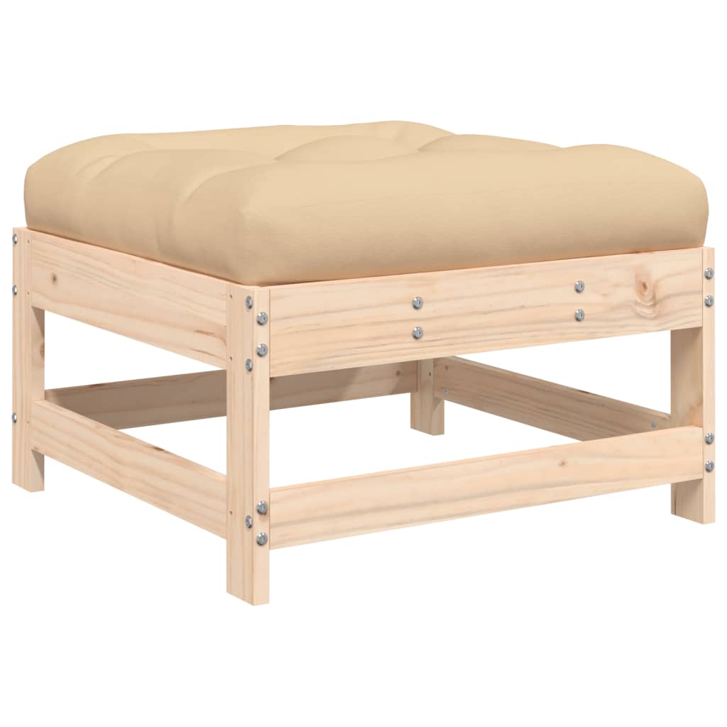 Vidaxl Taburete de Jardín con Cojín de Madera Maciza de Pino - Conjunto Terraza Muebles Jardín