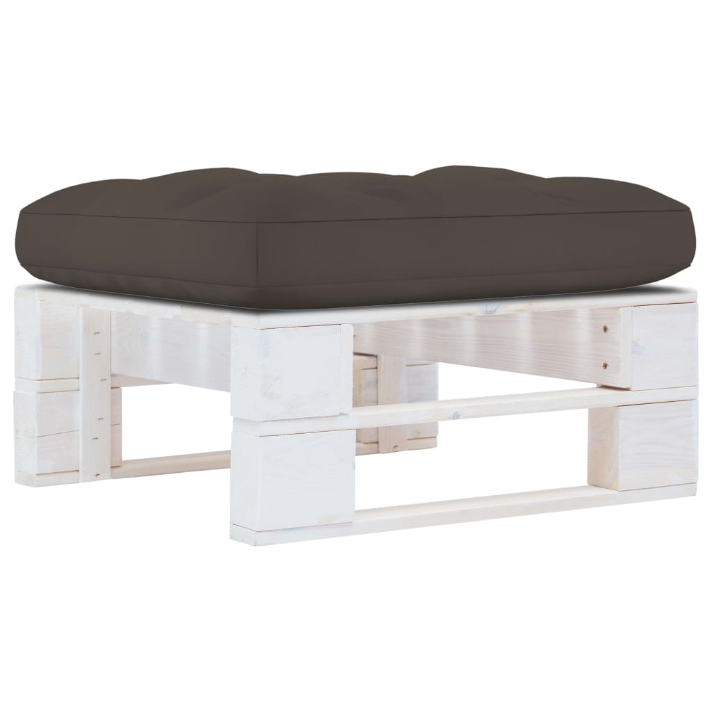 vidaXL Otomana de jardín de palets madera de pino impregnada blanca en color Taupé/Negro/Gris y más | acolchados duraderos para sofás de jardín terraza exterior