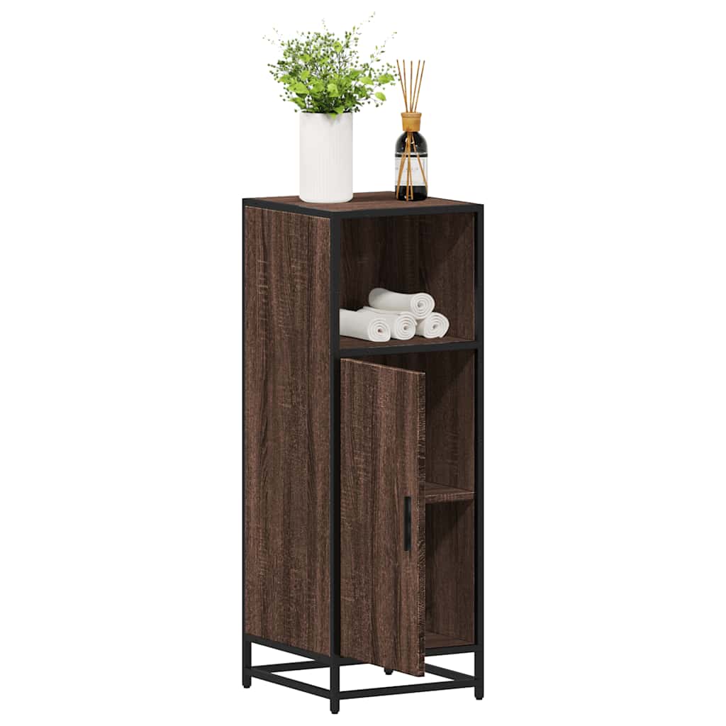 vidaXL Armario baño madera contrachapada 35x37,5x100 cm en color Roble ahumado/Marrón roble/Negro y más | almacenamiento funcional diseño moderno para baño dormitorio sala