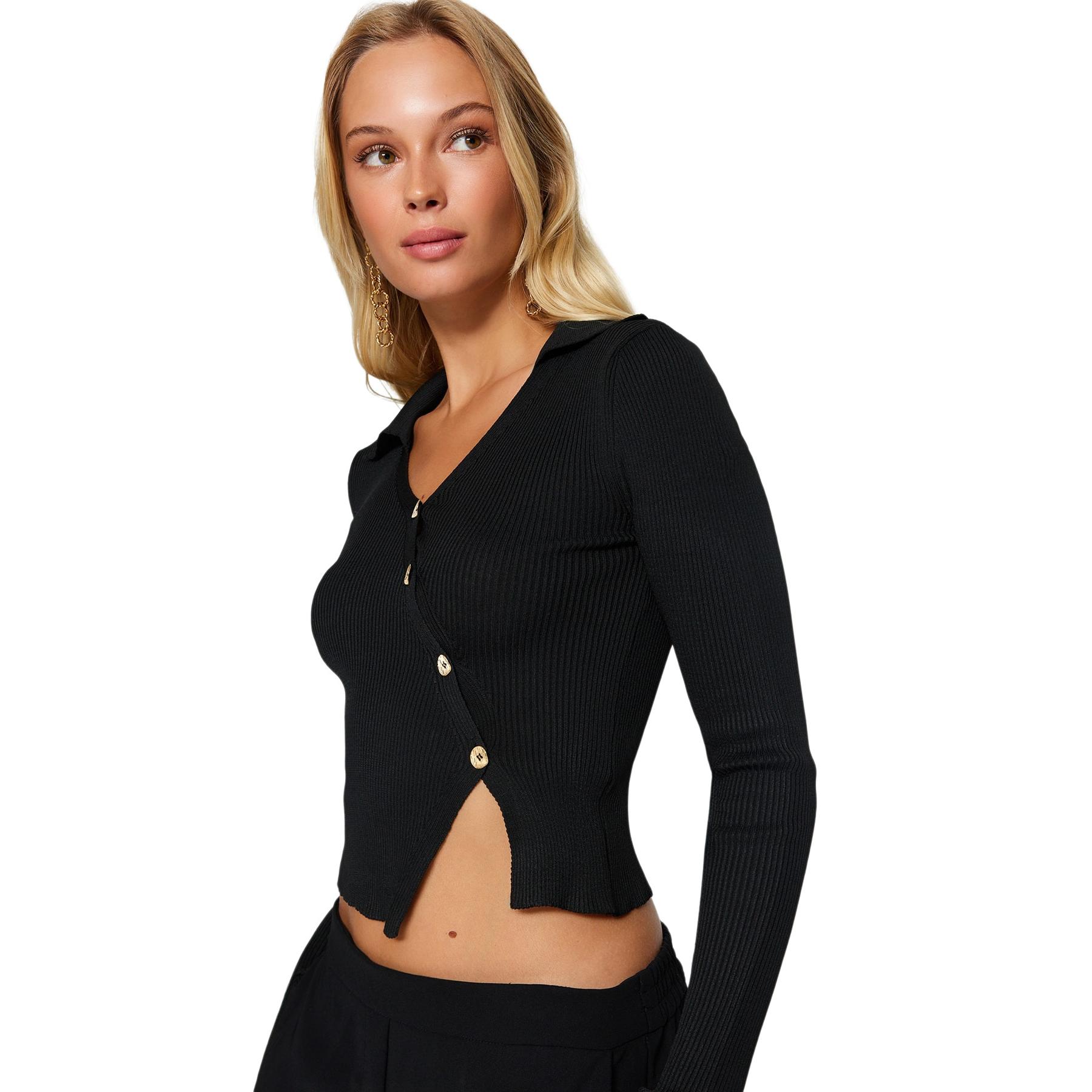 Trendyol Jersey De Punto Cómodo Y Moderno Negro Mujer Pequeño