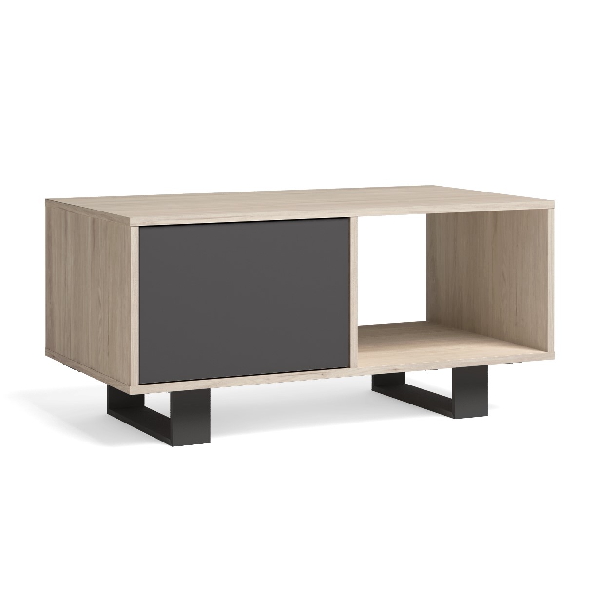 Skraut Home - Mesa de centro con puertas - salón comedor - Modelo WIND - Bi-Color - medidas 92x50x45cm de altura.
