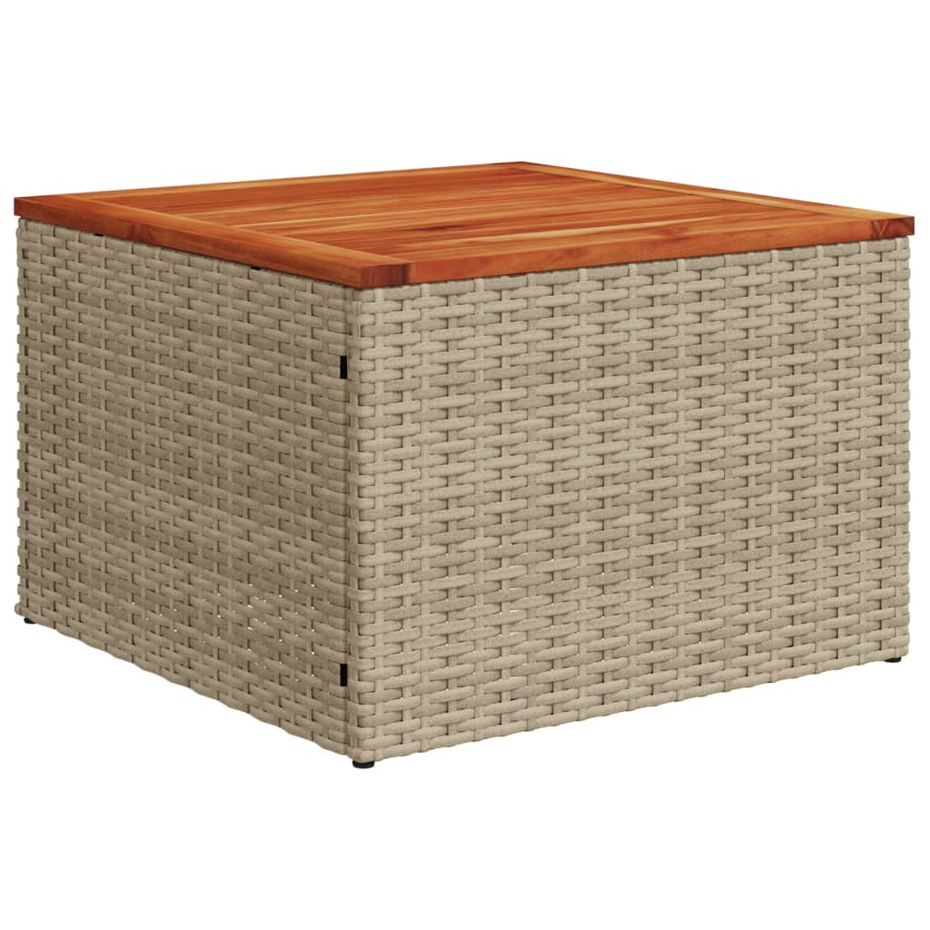 vidaXL Mesa de jardín ratán sintético madera acacia beige 55x55x37 cm