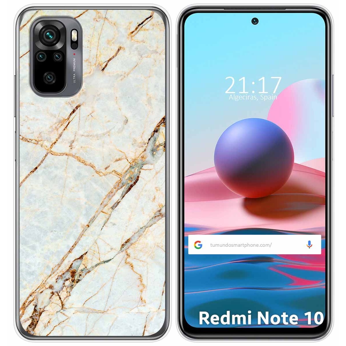 Tumundosmartphone Funda Gel Tpu para Xiaomi Redmi Note 10 / 10S diseño Mármol 13 Dibujos