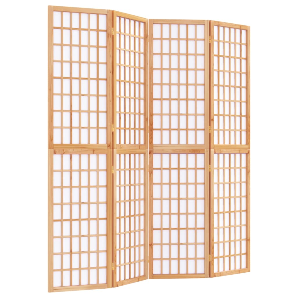 vidaXL Biombo plegable con 4 paneles estilo japonés 160x170 cm en color Blanco/Natural/Negro