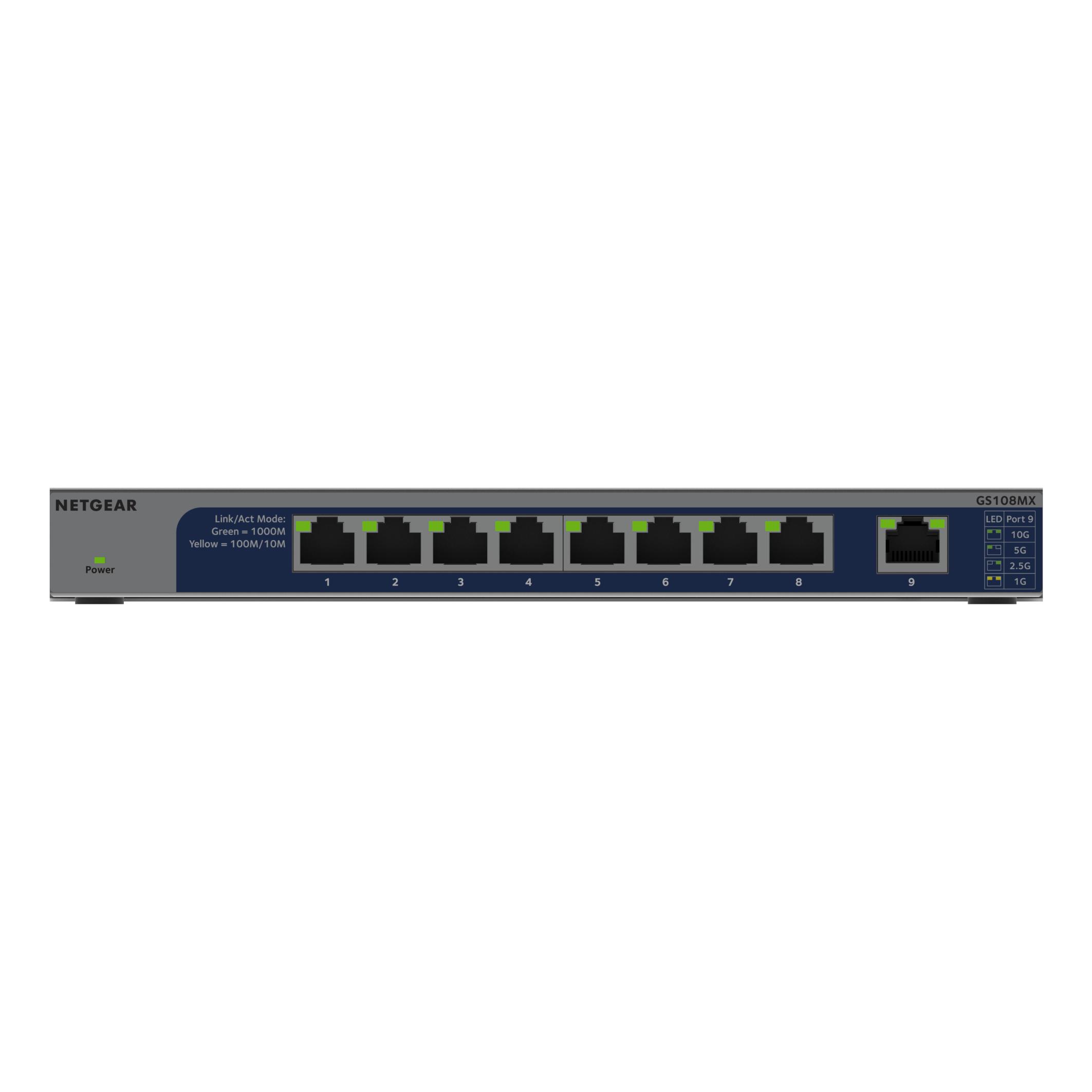 NETGEAR GS108MX-100EUS switch No administrado L2 Gigabit Ethernet (10/100/1000) Montaje en pared/escritorio