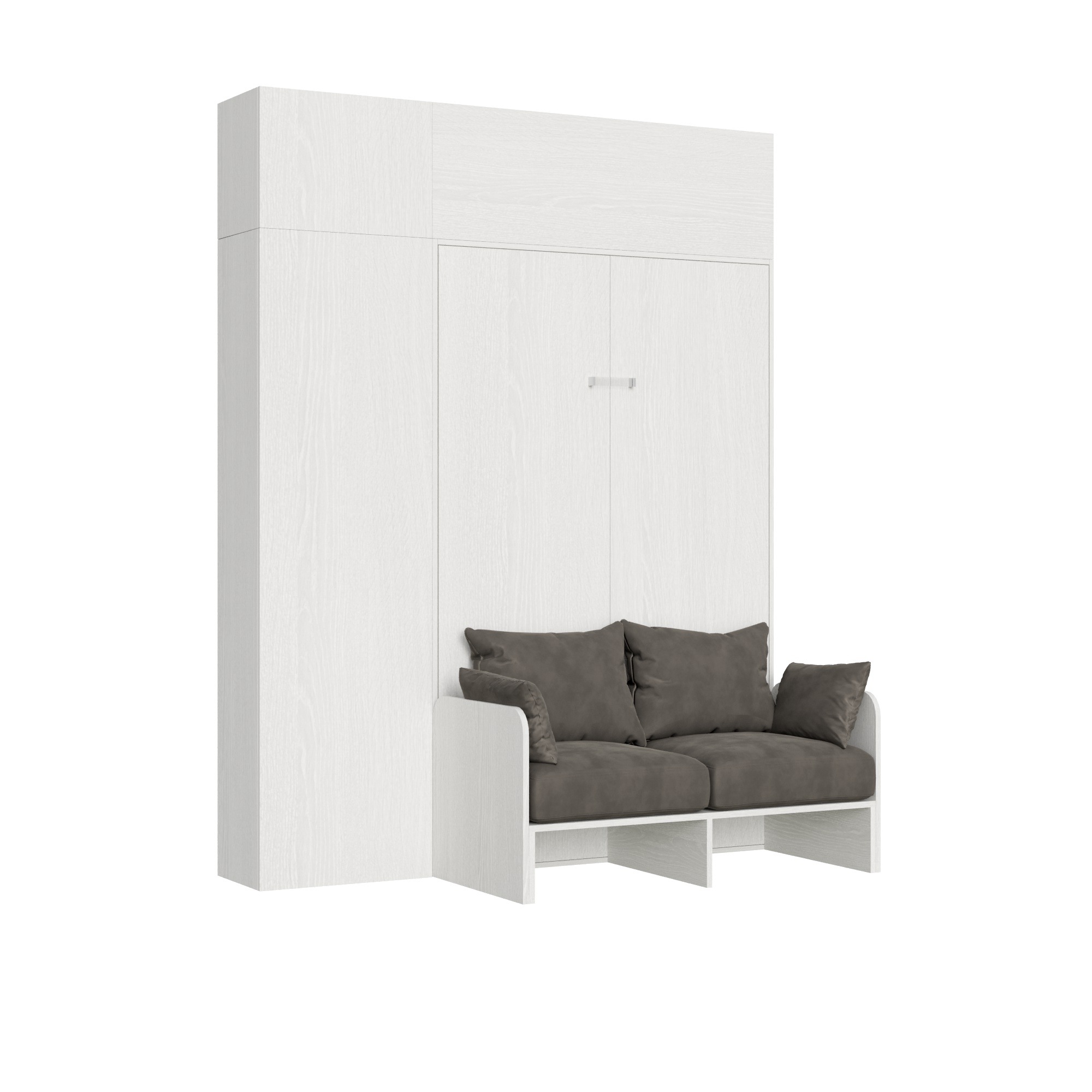 Sofá cama 140 Kentaro blanco ceniza con columna - mueble de pared vasistas - mueble de pared sobre columna - Itamoby
