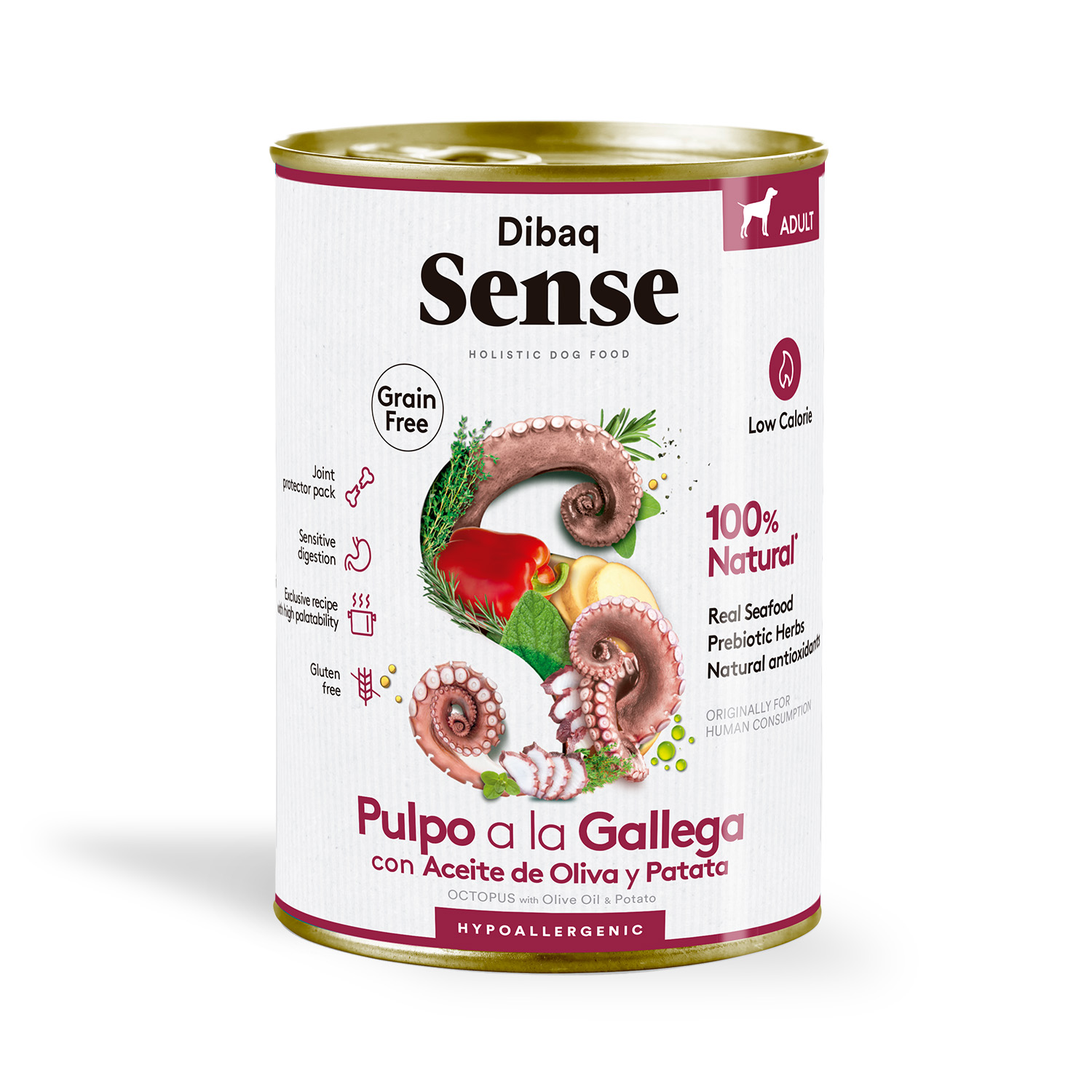 Dibaq Sense Grain Free Pulpo a la Gallega, pack 3 uds x 380 gr