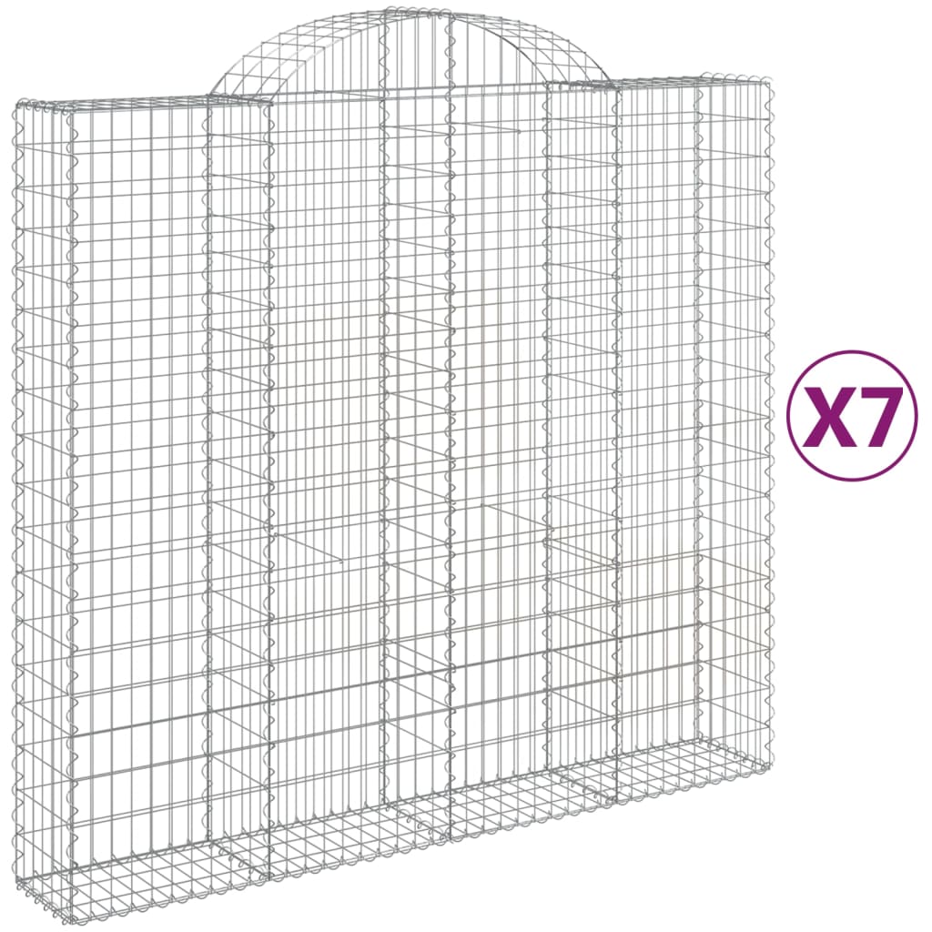 Vidaxl Cestas de Gaviones 7 Uds Forma de Arco Hierro 200x30x80/100 Cm