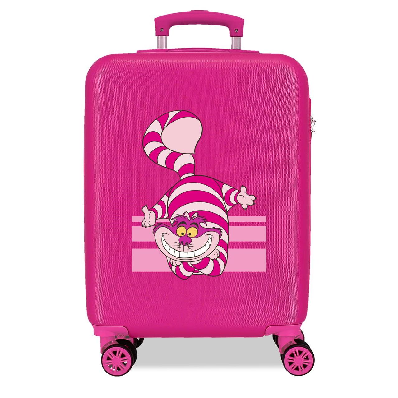 Maleta de cabina Disney Gato Risón ABS con capacidad de 34L Fucsia