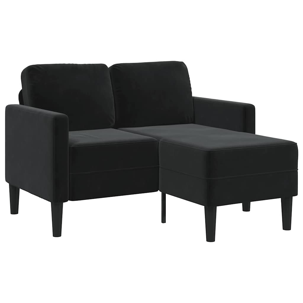 vidaXL Sofá de 2 plazas con chaise longue en forma de L, terciopelo negro, 125 cm,