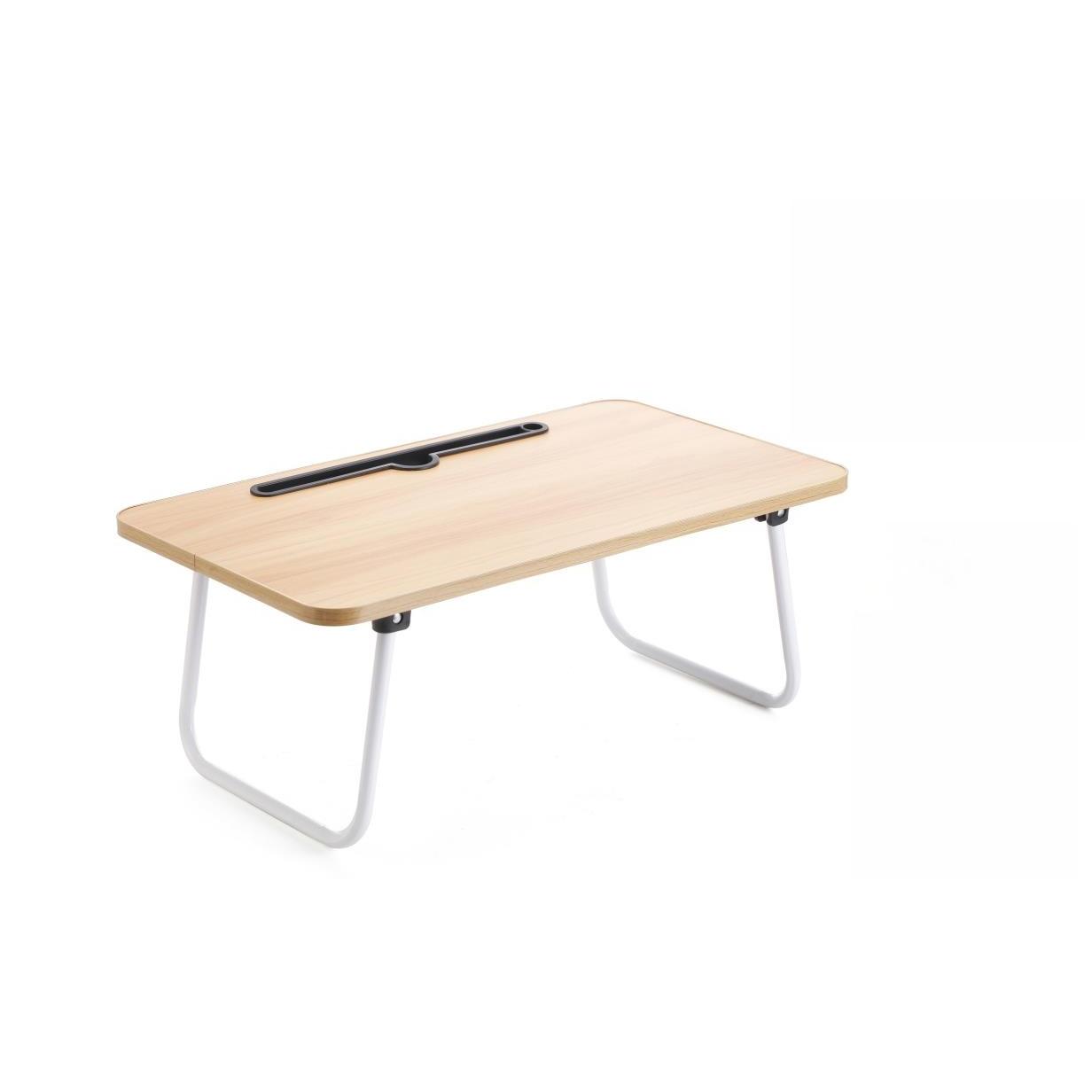 Mesa plegable portátil con ranura para tablet y superficie antideslizante, ideal para cama y sofá