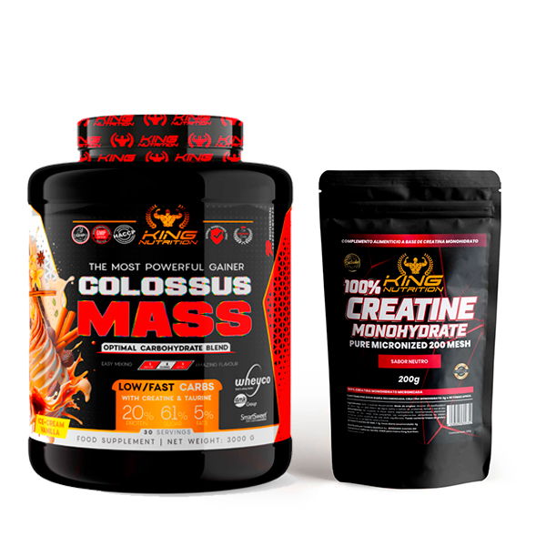 King Nutrition Gainer Colossus Mass 3Kg proteina creatina carbohidratos + 200g de creatine monohydrate