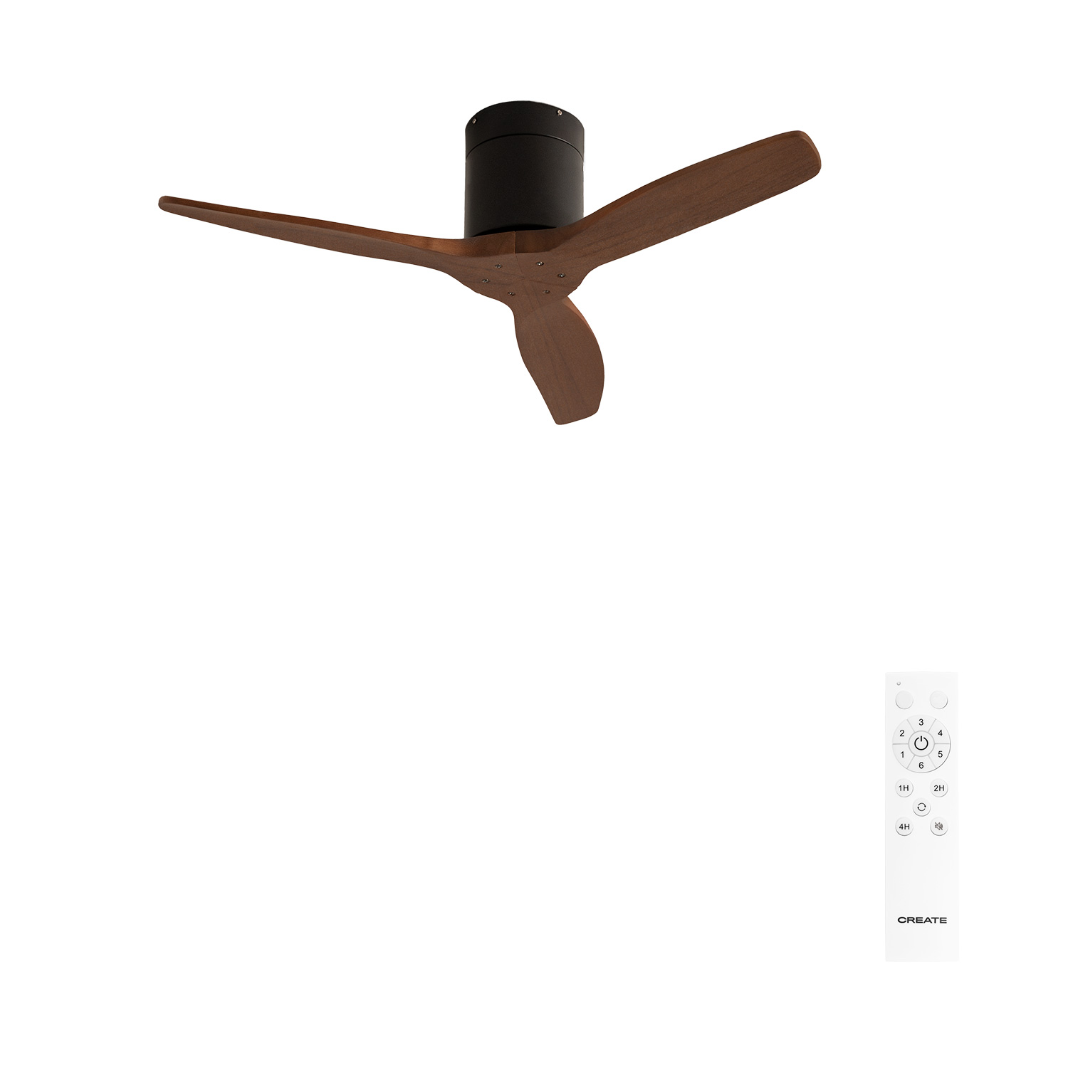 CREATE - Ventilador de techo 40W silencioso con aspas de ABS técnico varios tamaños - motor negro - S - sin luz - WIND CALM