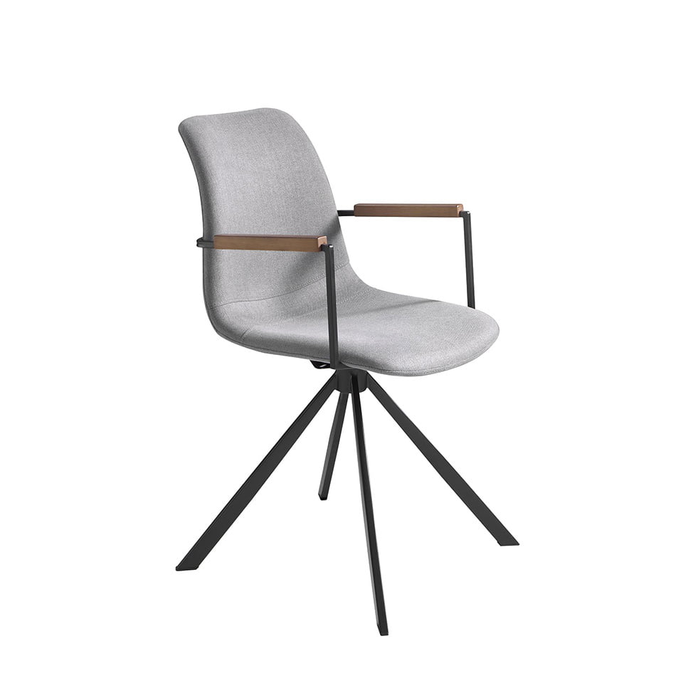 ANGEL CERDÁ 4105C Silla giratoria en tela y patas acero negro , Gris , Tela , 50 x 62 x 85 cm.