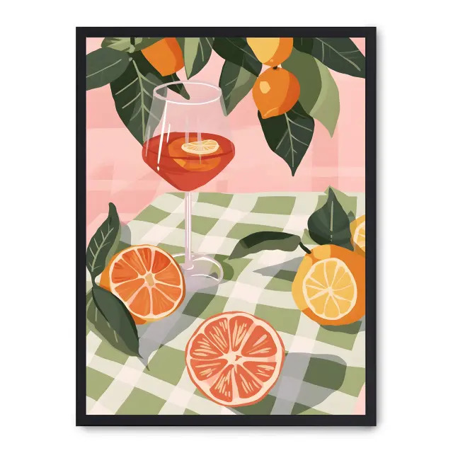 Cuadro aperol spritz ii 30x40cm, Póster impreso en papel de primera calidad de 180gr, montado sobre marco de madera MDF acabado en negro., Cocina - Bebidas
