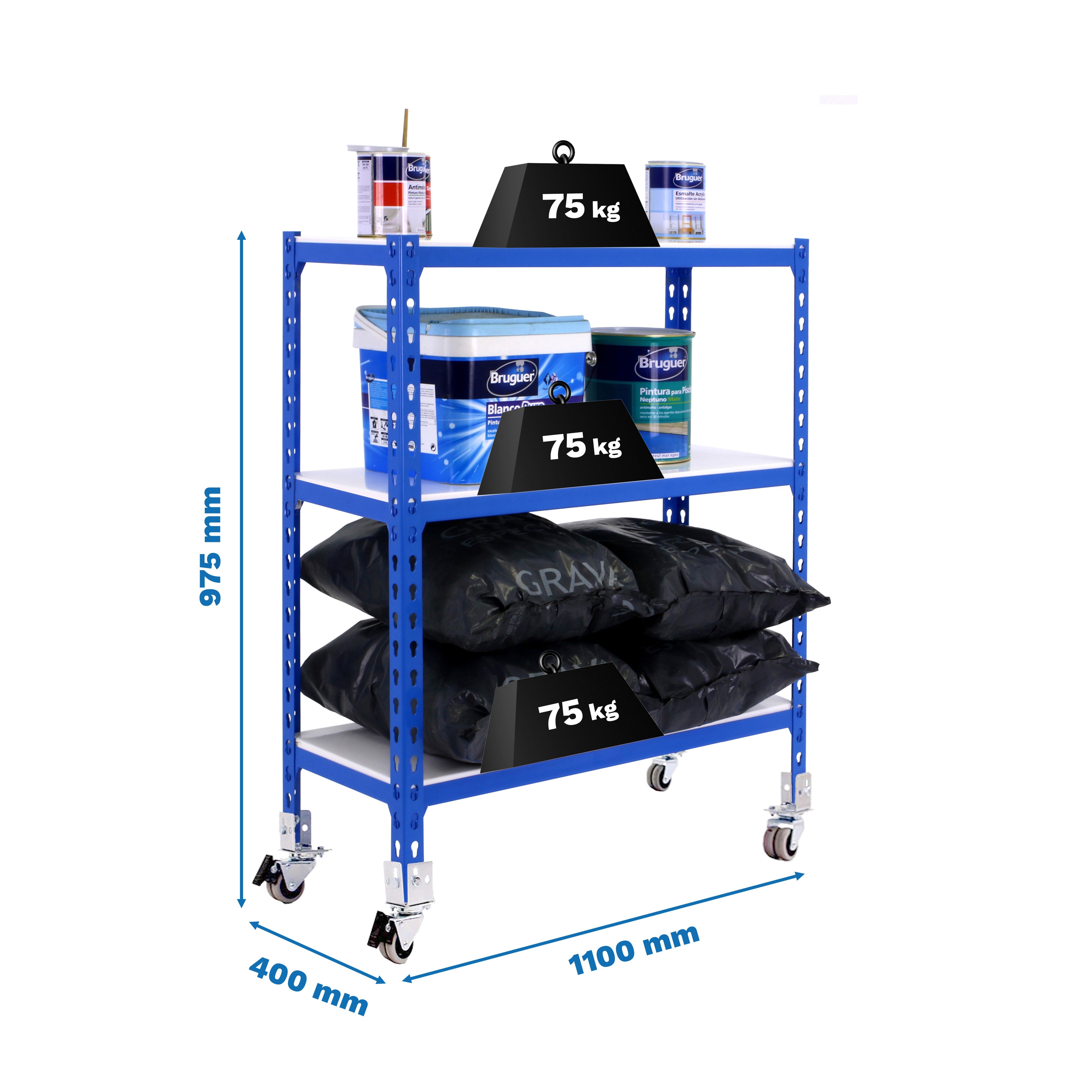 Estantería SIMONRACK Simonclick mobile superplus 3/400 900 azul/bla