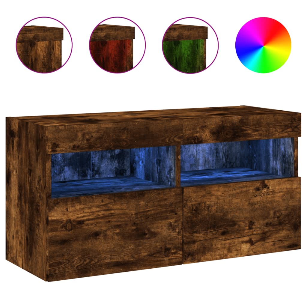 vidaXL Mueble de TV de pared con luces LED 80x30x40 cm, Mueble de Salon, Mueble TV, Mueble TV salon, Mesa de TV, Mueble tele