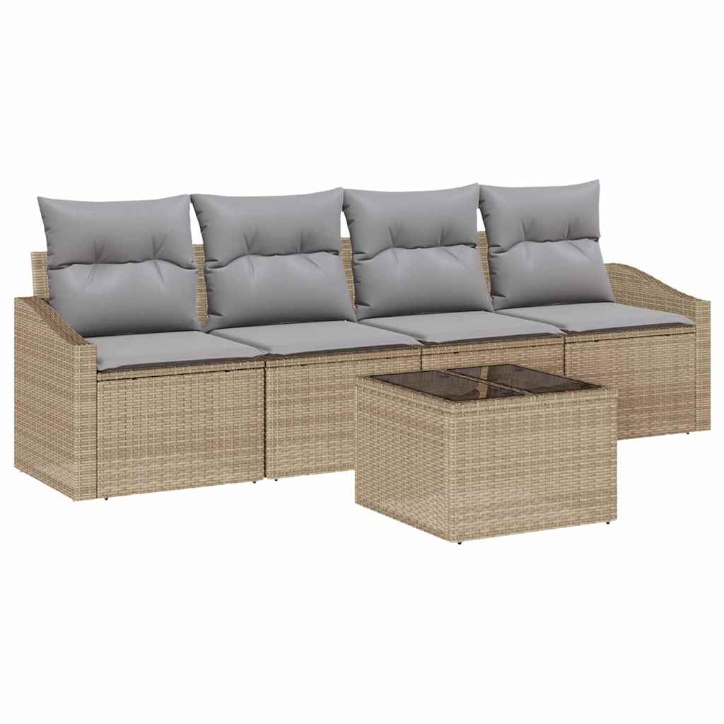 vidaXL Juego de Sofá Manual 5 pcs Beige y Gris Claro ratán sintético