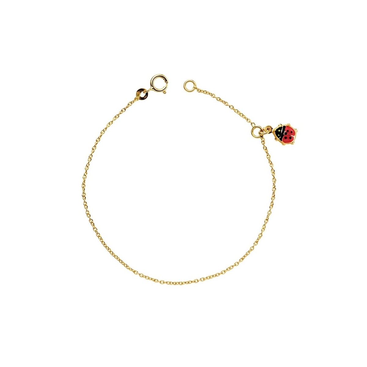 Pulsera oro 18k mariquita esmaltada exterior 14cm. 0,85gr.