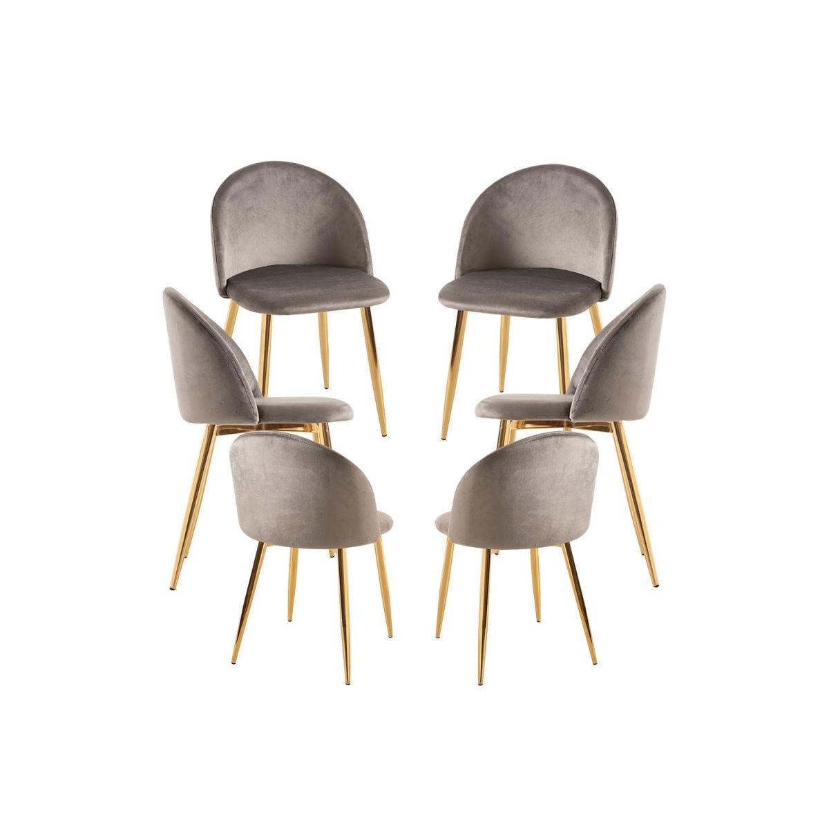 Regalos Miguel - Packs Sillas Comedor - Pack 6 Sillas Vint Terciopelo Golden - Gris claro
