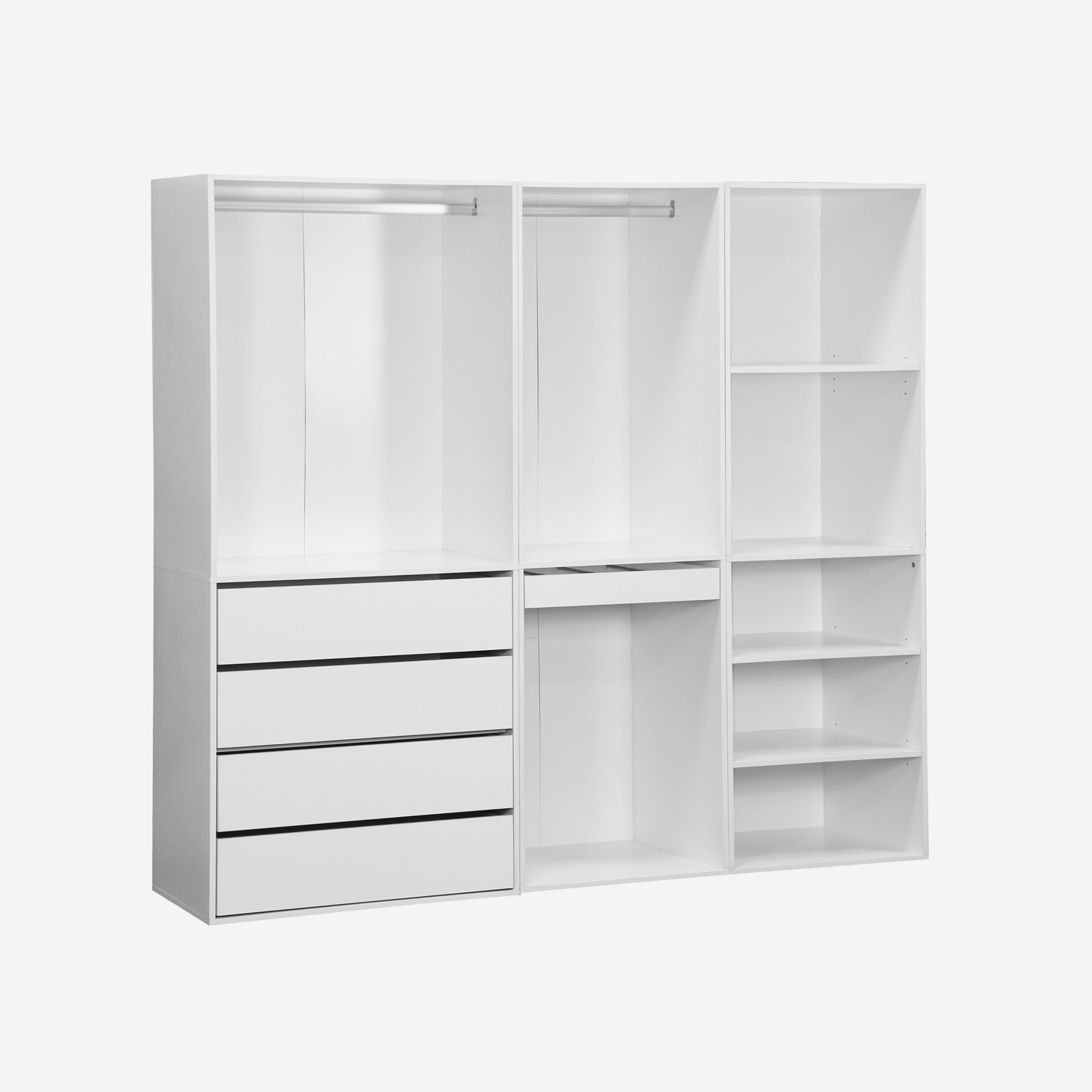 sweeek - Módulo de vestidor con decoración de madera y 3 estantes , Nepal , 200x45x180
