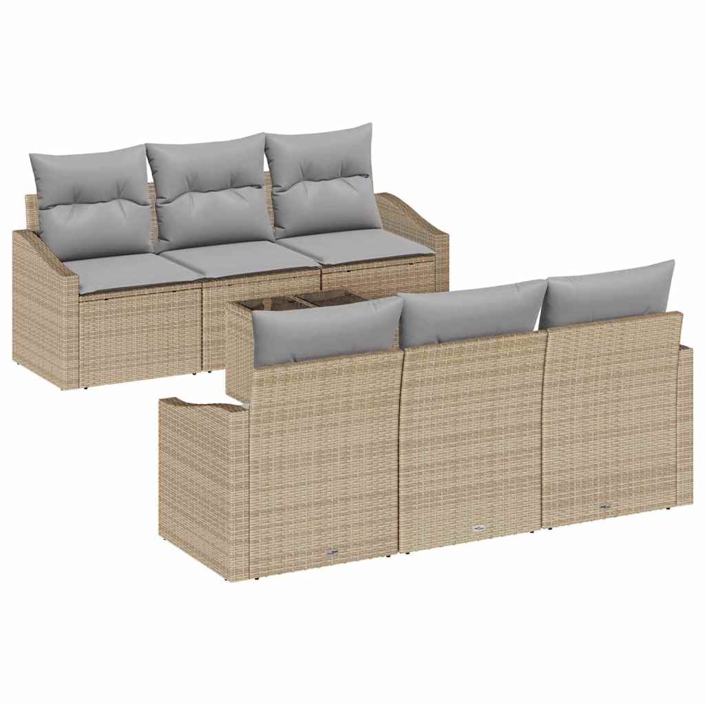 vidaXL Juego de Sofá Manual 7 pcs Beige y Gris Claro ratán sintético