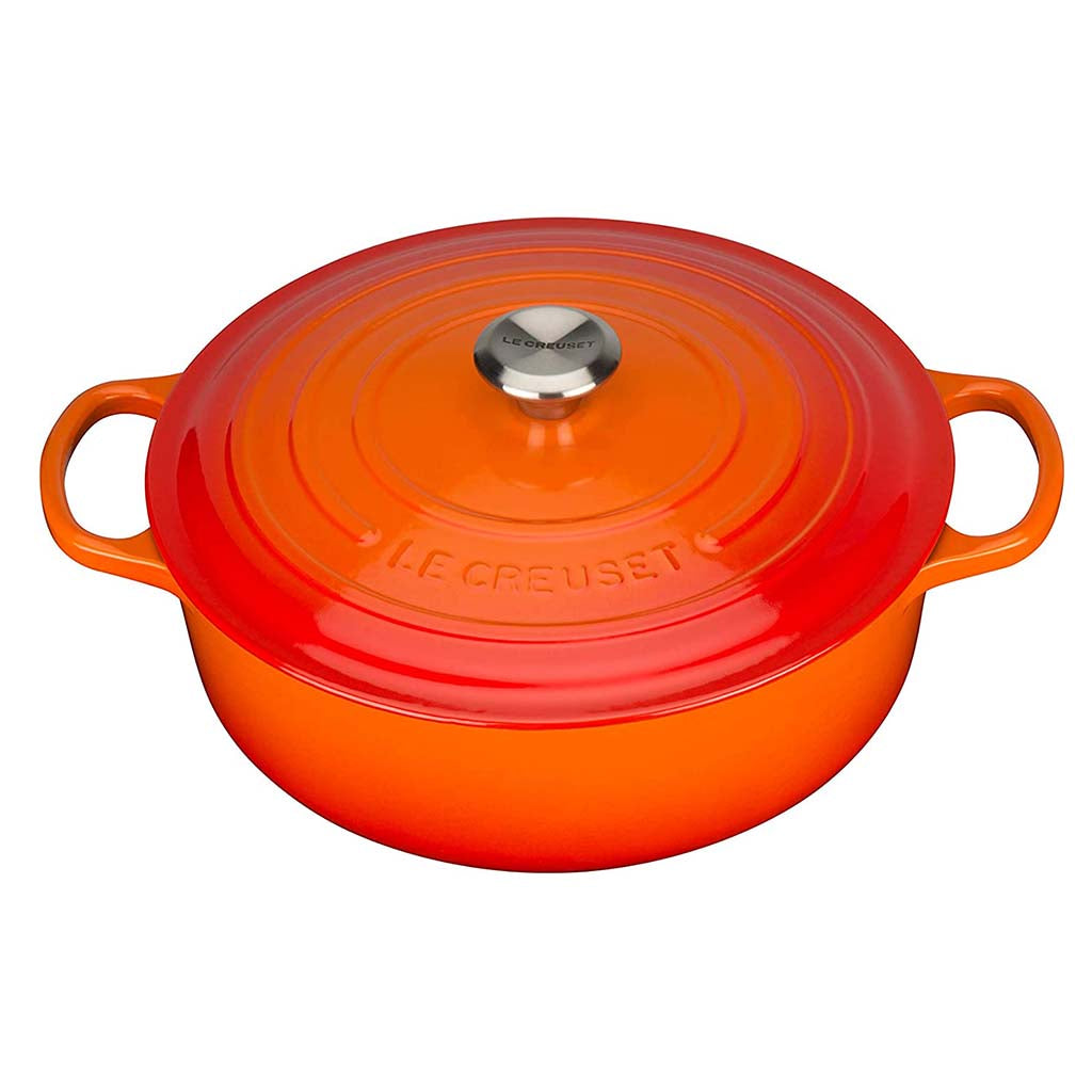Cocotte Redonda Baja Evolution de Le Creuset en Hierro Fundido Esmaltado, Ideal para Asados, Arroces y Guisos, 3,1 L y 6,4 L