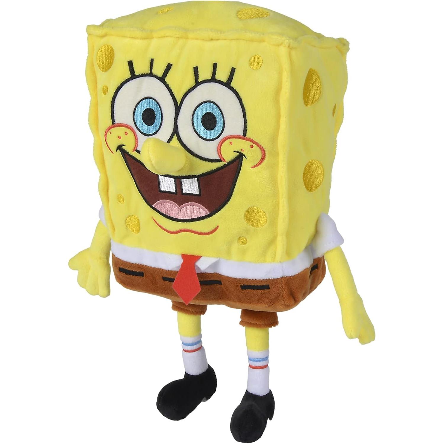 Simba- Peluche Bob Esponja 35cm, Material Suave y Agradable, Relleno 100% Reciclado, Licencia 100% Oficial, Apto para Todas Las Edades (109491002SPB)