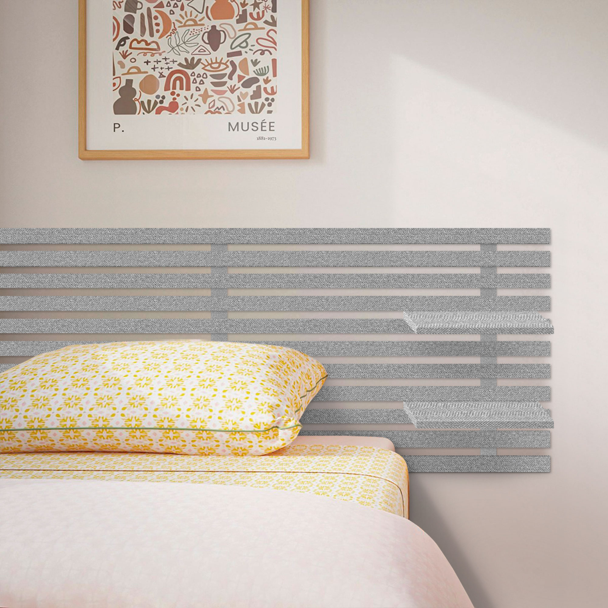 Cabecero con Estantes de Madera reciclada DM Colgante Pared Estilo Palet Japones