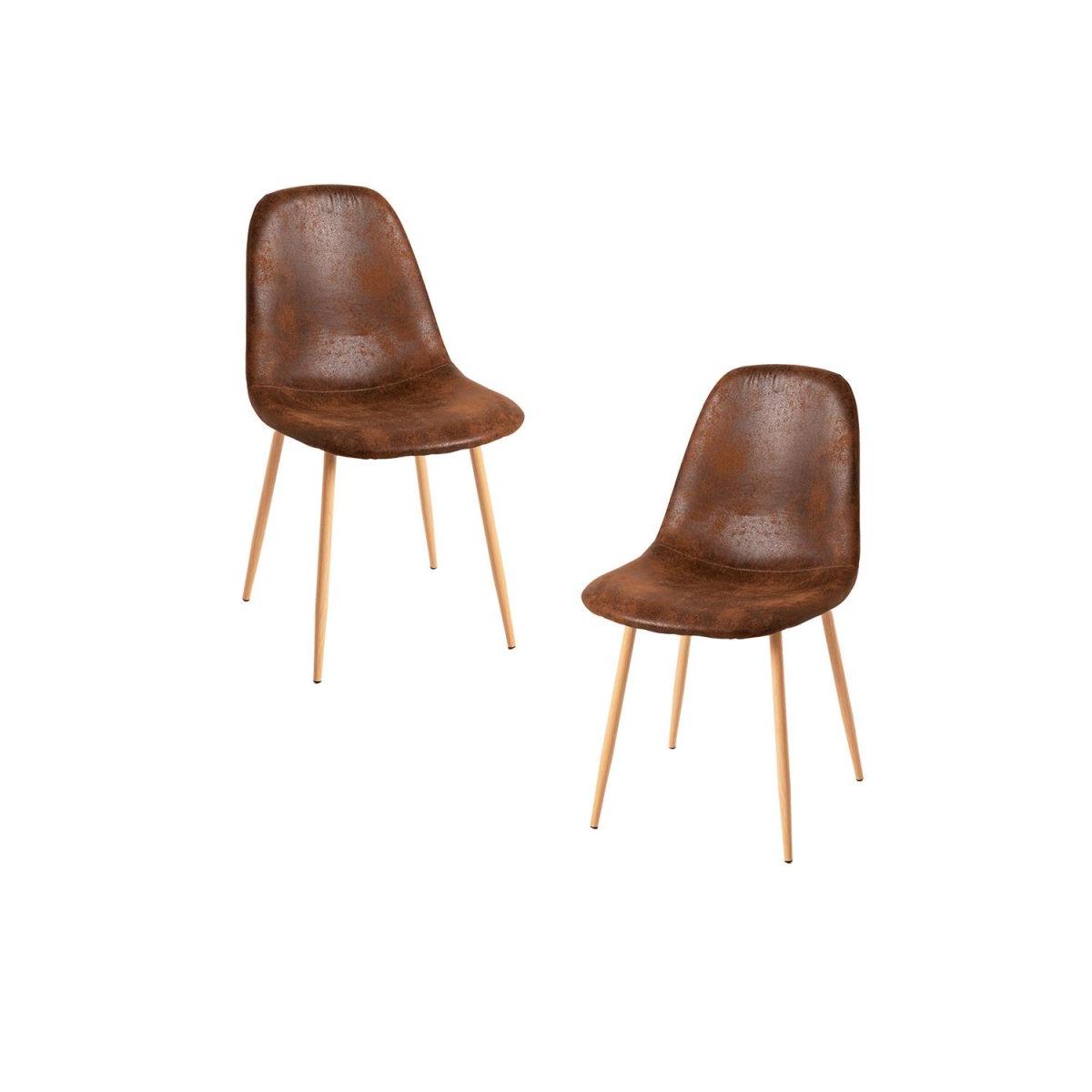 Regalos Miguel - Packs Sillas Comedor - Pack 2 Sillas Teok Polipiel - Marrón Vintage